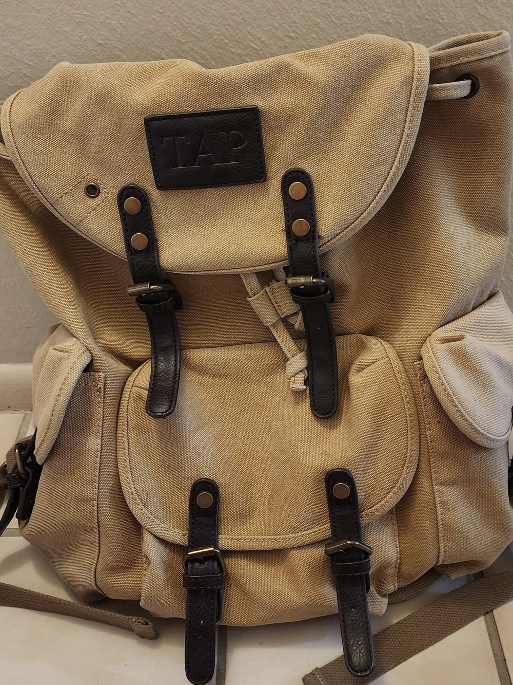 TAP Canvas Rucksack Backpack in Tan